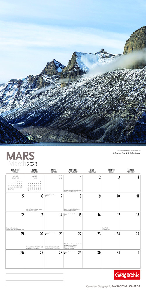 Wyman Publishing Paysages du Canada Can Geo 2024 Wall Calendar (French)