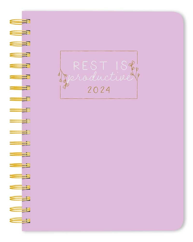 Lavender Rest | 2024 8 x 10 Inch 18 Months Desk Planner | July 2023 - December 2024 | Spiral Vegan Leather