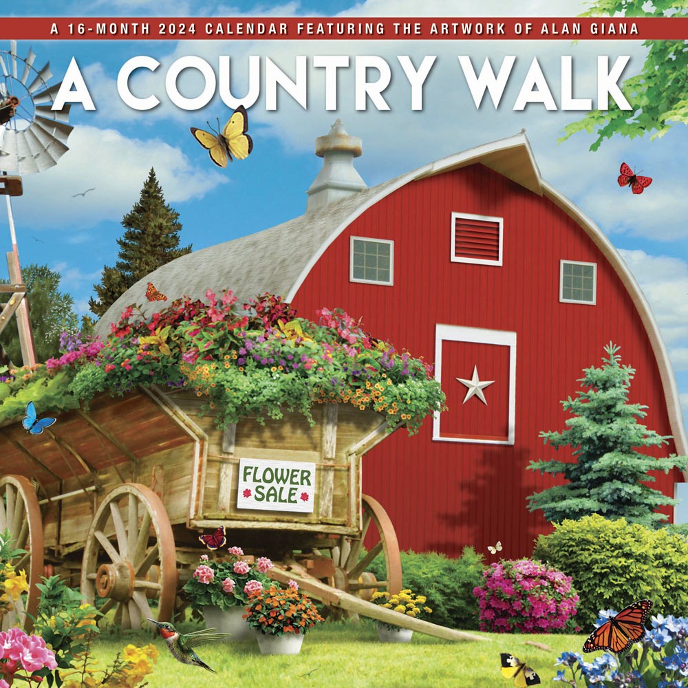 A Country Walk | 2024 12 x 24 Inch Monthly Square Wall Calendar | Featuring the Artwork of Alan Giana