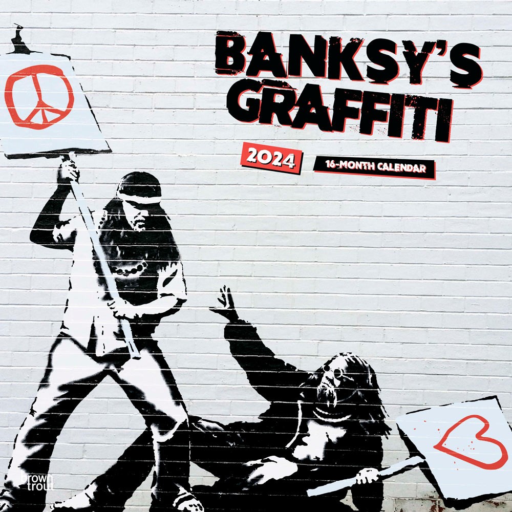 Banksy's Graffiti | 2024 12 x 24 Inch Monthly Square Wall Calendar
