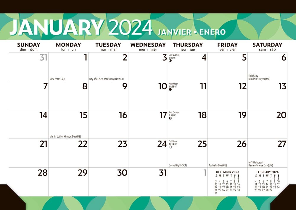 Large Print | 2024 17 x 12 Inch Monthly Desk Pad Calendar