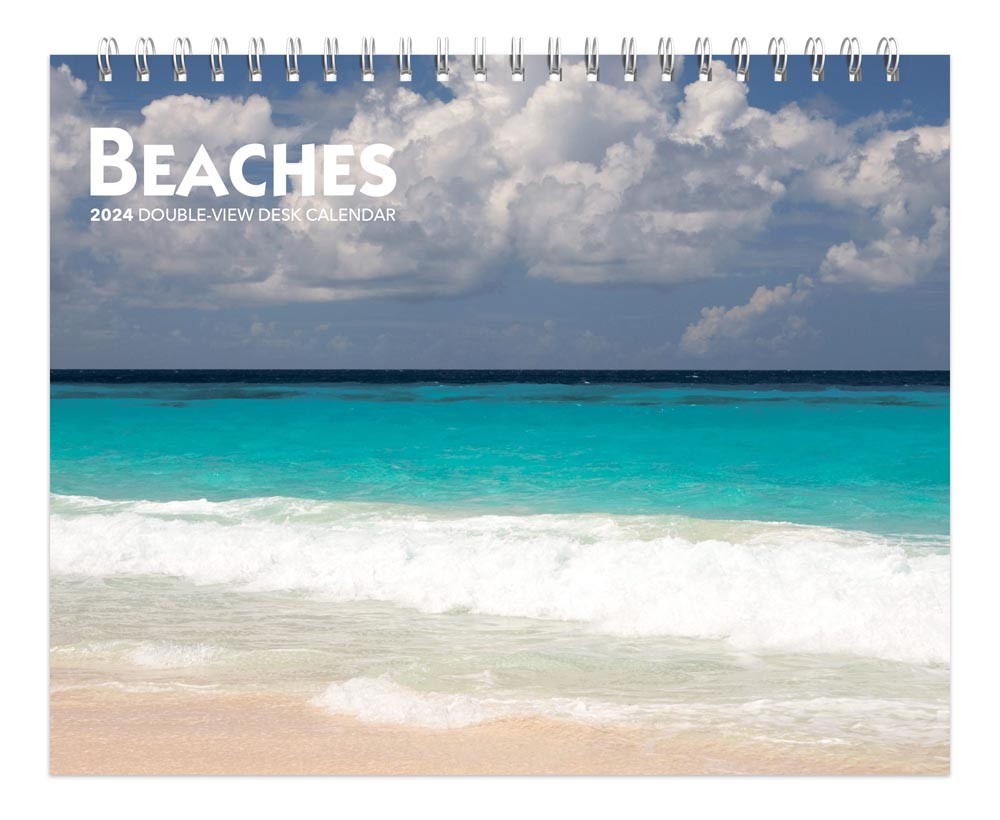 Beaches | 2024 7.5 x 6 Inch Monthly Double-View Easel Desk Calendar