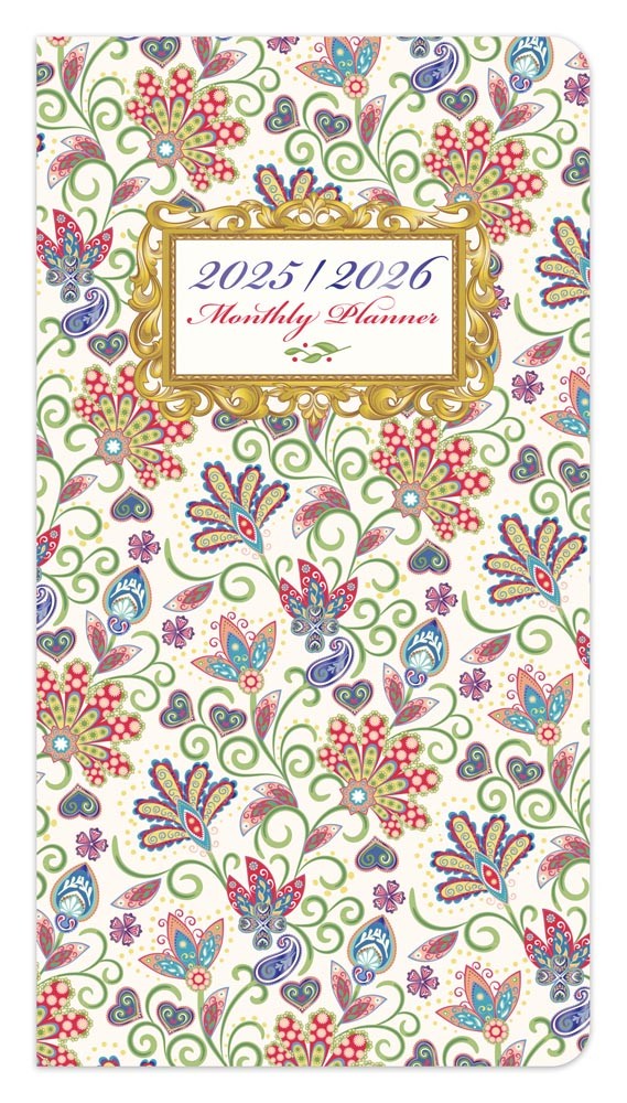 Tuscan Delight | 2025-2026 3.5 x 6.5 Inch Two Year Monthly Pocket Planner Calendar | Foil Stamped Cover