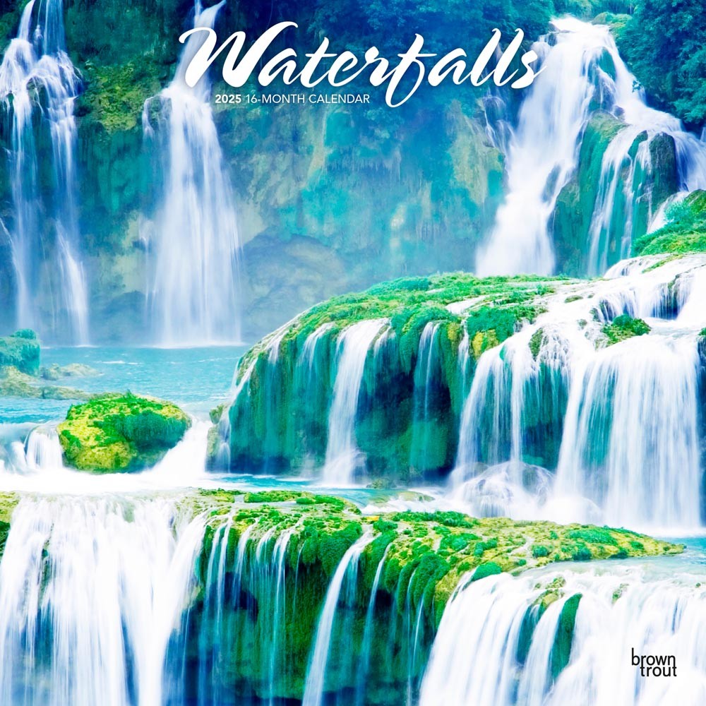 Waterfalls | 2025 12 x 24 Inch Monthly Square Wall Calendar