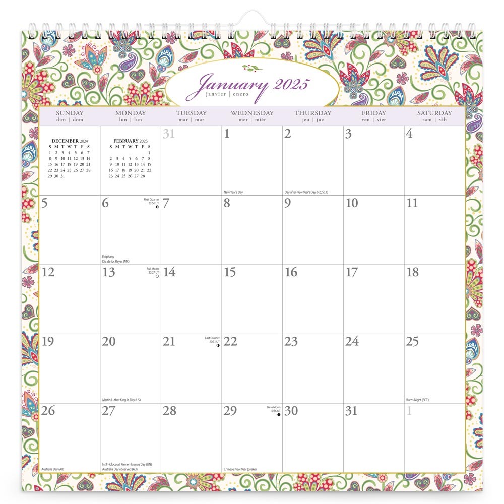 Tuscan Delight | 2025 12 x 12 Inch Monthly Square Wire-O Calendar | Sticker Sheet