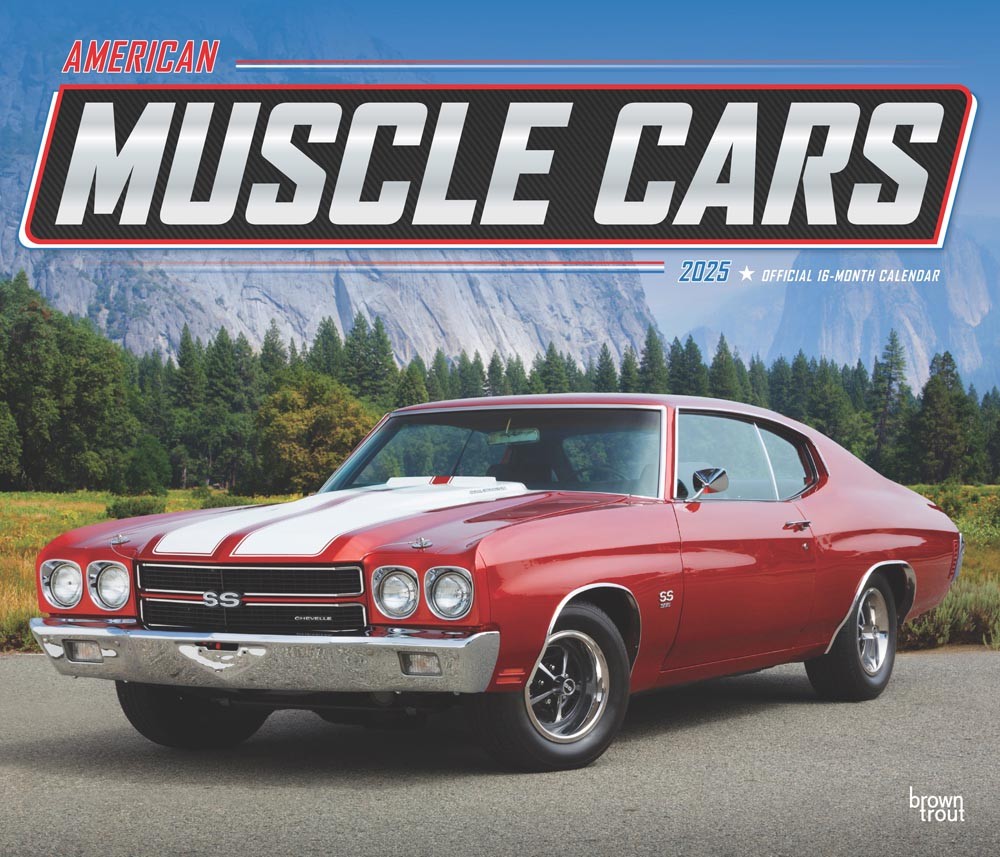 American Muscle Cars OFFICIAL | 2025 14 x 24 Inch Monthly Deluxe Wall Calendar | Foil Stamped Cover