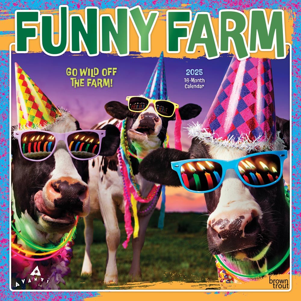 Avanti Funny Farm OFFICIAL | 2025 12 x 24 Inch Monthly Square Wall Calendar | Foil Stamped Cover