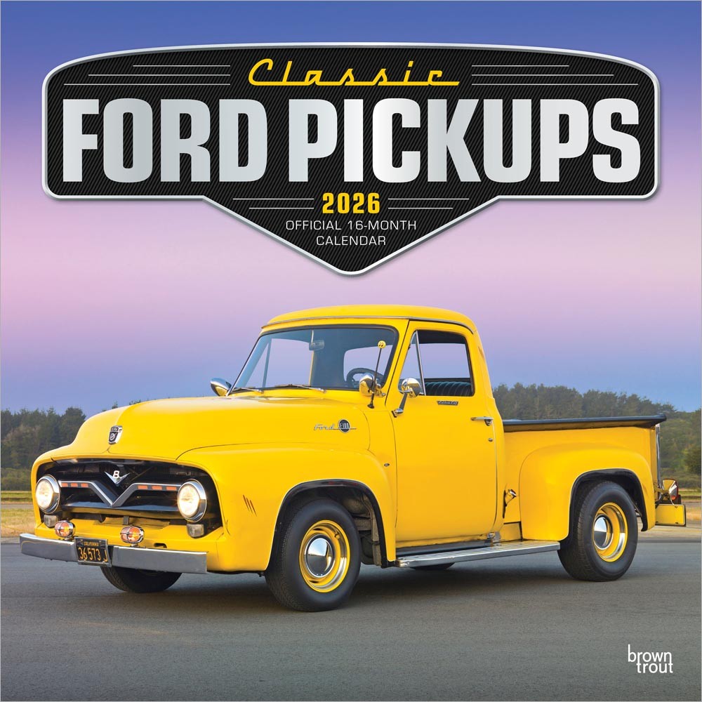 Classic Ford Pickups OFFICIAL | 2026 12 x 24 Inch (Hanging) Monthly Square Wall Calendar | Foil Stamped Cover