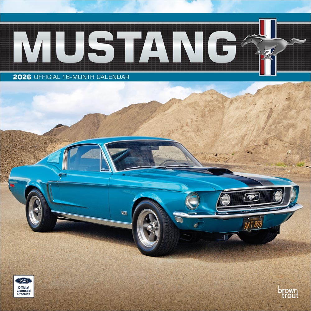 Ford Mustang OFFICIAL | 2026 12 x 24 Inch (Hanging) Monthly Square Wall Calendar | Foil Stamped Cover