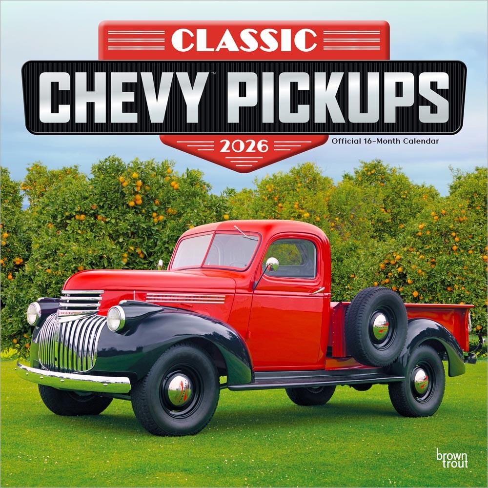 Classic Chevy Pickups OFFICIAL | 2026 12 x 24 Inch (Hanging) Monthly Square Wall Calendar | Foil Stamped Cover