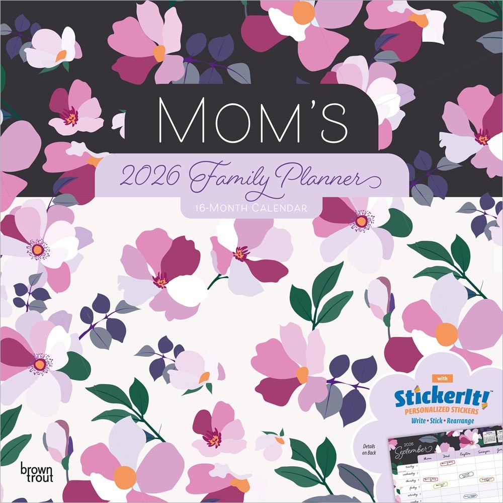 Mom's Family Planner | 2026 12 x 24 Inch (Hanging) Monthly Square Wall Calendar | Matte Paper and Sticker Sheet