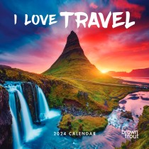I Love Travel | 2024 12 x 24 Inch Monthly Square Wall Calendar