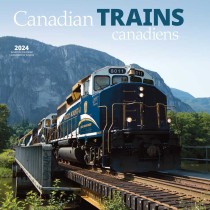 Canadian Trains | 2024 12 x 24 Inch Monthly Square Wall Calendar | English/French Bilingual