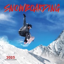 Snowboarding | 2025 12 x 24 Inch Monthly Square Wall Calendar | Plastic-Free