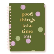 Good Things | 2024 6 x 8 Inch 18 Months Desk Planner | July 2023 - December 2024 | Spiral Vegan Leather