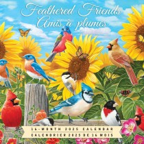 Feathered Friends | Amis a Plumes | 2025 12 x 24 Inch Monthly Square Wall Calendar | English/French Bilingual | Featuring the Artwork of William Vanderdasson