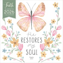 Faith | 2026 12 x 24 Inch (Hanging) Monthly Square Wall Calendar | Featuring the Artwork of Blue Chair Blessing