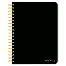 Black Solid | 2024 6 x 7.75 Inch 18 Months Weekly Desk Planner | Foil Stamped Cover | July 2023 - December 2024