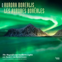 Aurora Borealis | Les aurores boréales | 2024 12 x 24 Inch Monthly Square Wall Calendar | Foil Stamped Cover English/French Bilingual