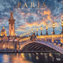 Paris | 2024 12 x 24 Inch Monthly Square Wall Calendar | Foil Stamped Cover English/French Bilingual