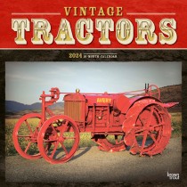 Vintage Tractors | 2024 12 x 24 Inch Monthly Square Wall Calendar