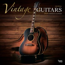 Vintage Guitars | 2024 12 x 24 Inch Monthly Square Wall Calendar | Foil Stamped Cover