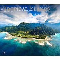 Tropical Islands | 2024 14 x 24 Inch Monthly Deluxe Wall Calendar | Foil Stamped Cover