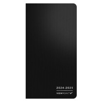 ViewPoint Black | 2024-2025 3.5 x 6 Inch Two Year Monthly Pocket Planner Calendar | Foil Stamped Cover