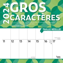 Gros caracteres | 2024 12 x 24 Inch Monthly Square Wall Calendar | French Language | Matte Paper