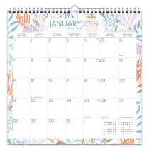 Seaside Currents | 2024 12 x 12 Inch Monthly Square Wire-O Calendar | Sticker Sheet