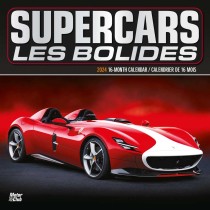 Supercars | Les bolides | 2024 12 x 24 Inch Monthly Square Wall Calendar | English/French Bilingual
