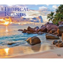 Tropical Islands | 2025 14 x 24 Inch Monthly Deluxe Wall Calendar | Foil Stamped Cover | Plastic-Free