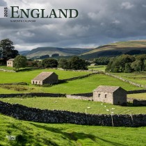 England | 2025 12 x 24 Inch Monthly Square Wall Calendar