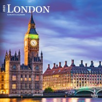 London | 2025 12 x 24 Inch Monthly Square Wall Calendar
