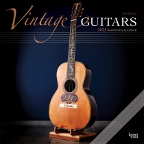 Vintage Guitars | 2025 12 x 24 Inch Monthly Square Wall Calendar | Foil Stamped Cover | Plastic-Free