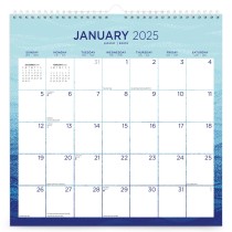 Seaside Currents | 2025 12 x 12 Inch Monthly Square Wire-O Calendar | Sticker Sheet