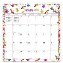 Busy Bees | 2025 12 x 12 Inch Monthly Square Wire-O Calendar | Sticker Sheet