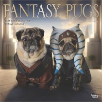 Fantasy Pugs OFFICIAL | 2025 12 x 24 Inch Monthly Square Wall Calendar | Foil Stamped Cover
