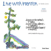 Live with Intention | 2025 12 x 24 Inch Monthly Square Wall Calendar | Featuring the Artwork of Renee Locks | Plastic-Free