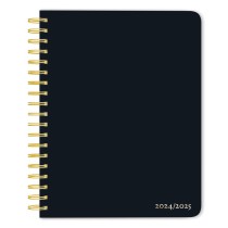 Black Solid | 2025 6 x 7.75 Inch 18 Months Weekly Desk Planner | Foil Stamped Cover | July 2024 - December 2025