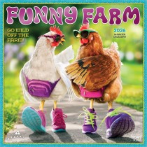Avanti Funny Farm OFFICIAL | 2026 12 x 24 Inch (Hanging) Monthly Square Wall Calendar | Foil Stamped Cover