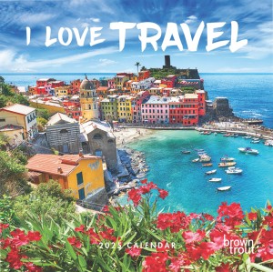 I Love Travel | 2025 12 x 24 Inch Monthly Square Wall Calendar