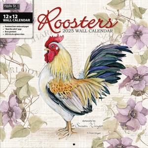Roosters | 2025 12 x 24 Inch Monthly Square Wall Calendar