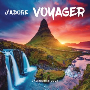 J'Adore Voyager | 2024 12 x 24 Inch Monthly Square Wall Calendar | French Language