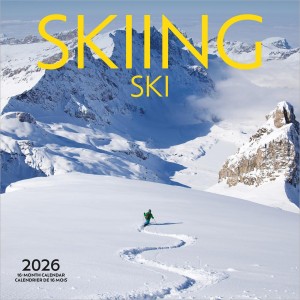 Skiing | 2026 12 x 24 Inch (Hanging) Monthly Square Wall Calendar | English/French Bilingual