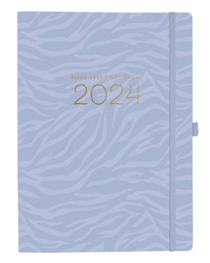 Glossy Zebra | 2024 8 x 10 Inch 18 Months Desk Planner | July 2023 - December 2024 | Vegan Leather