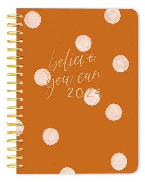 Believe you Can | 2024 8 x 10 Inch 18 Months Desk Planner | July 2023 - December 2024 | Spiral Vegan Leather