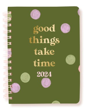 Good Things | 2024 6 x 8 Inch 18 Months Desk Planner | July 2023 - December 2024 | Spiral Vegan Leather