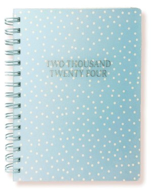 Blue Polka Dots | 2024 6 x 8 Inch 18 Months Desk Planner | July 2023 - December 2024 | Frosted Cover