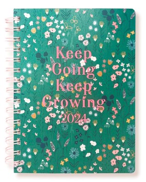 Dainty Floral | 2024 6 x 8 Inch 18 Months Desk Planner | July 2023 - December 2024 | Frosted Cover